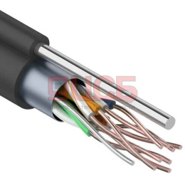 Кабель медный FTP, кат.5Е, 4 пары Rexant уличный с тросом  (бухта 305м)  01-0144